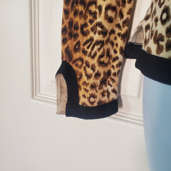 Charlotte Tarantola Leopard Print Embellished Cardigan Sweater Silk Angora Small - Picture 4 of 11